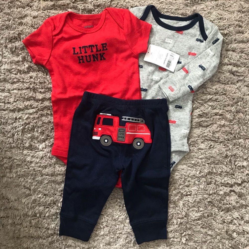 3-piece fire truck set